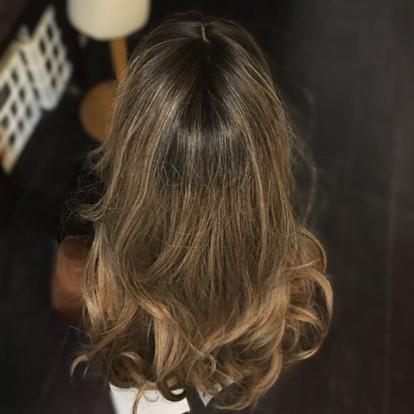 24" Layered with bangs Wheat-Colored Wig - Picture 8 of 11